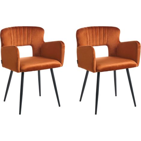 Esszimmerstuhl 2er Set SANILAC Samtstoff Orange