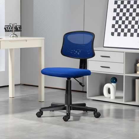 Sedia da ufficio senza braccioli, sedia da scrivania girevole con schienale in rete traspirante, altezza regolabile, blu