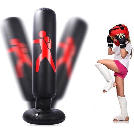 Sac de frappe gonflable sur pied avec base lestable pour enfants et adultes pour boxe entraînement et exercices (1/5)