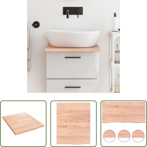 vidaXL Plan de travail en bois -  Comptoir de salle de bain marron clair 40x50x2 cm bois traité (1/5)