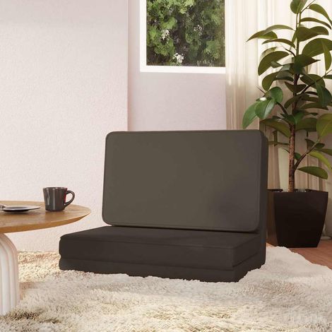 vidaXL Tumbona de suelo plegable de cuero sintético gris antracita (1/5)