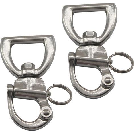 Lot de 2 mousquetons pivotants à dégagement rapide en acier inoxydable 304 pour voile, yacht, sangle tricotée, 77 mm (1/5)
