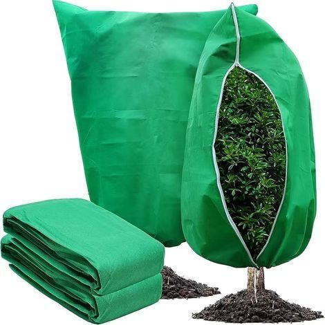 4 housses de protection pour plantes d'extérieur antigel, 100 x 80 cm, avec fermeture éclair et cordon de serrage (1/5)