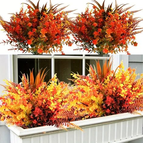 de fleurs artificielles d'automne en pour décoration Thanksgiving plantes décoratives la maison Lot 18 plastique orange (1/4)