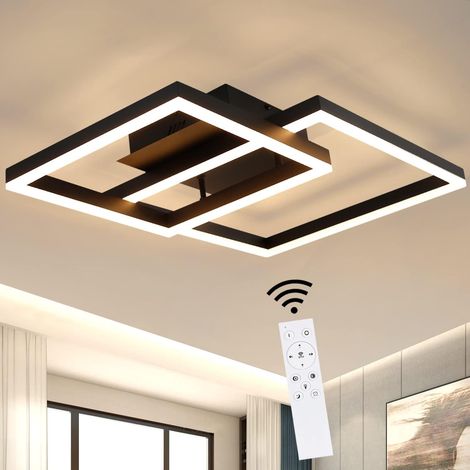 ZMH Plafonnier LED Salon - Dimmable Noir 61CM Lampe de salon Design moderne avec télécommande en métal Plafonnier pour cuisine Salle à manger Chambre à coucher des jeunes
