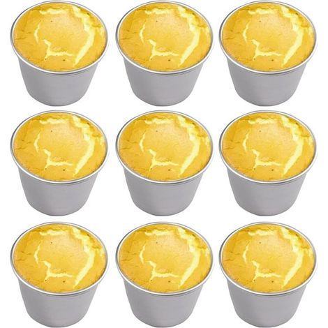 Set di 9 stampini riutilizzabili per budino, 7,8 x 7,5 x 5 cm, in metallo, lavabili in lavastoviglie. Adatti per budini, dolci e muffin. (1/5)