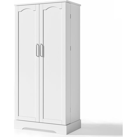 Armario de cocina blanco 60x35x128 cm con luz LED sensor y estantes ajustables (1/5)