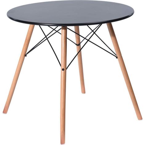Runder Esstisch Skandinavisch Holz MDF Schwarz 80x74cm für 2-4 Personen (1/5)