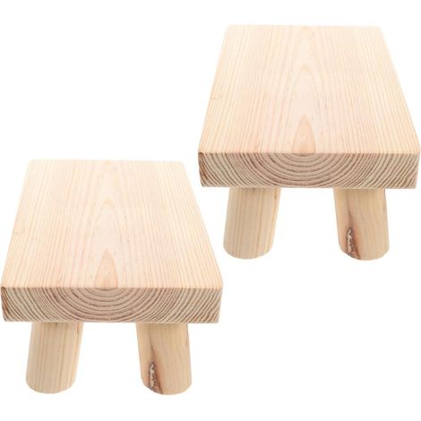 2 Pièces Tabourets en Bois pour Garçon Fille Ensemble de Marchepieds Courts pour Cuisine et Salle de Bain avec Bords Lisses et Facile à Nettoyer (1/5)