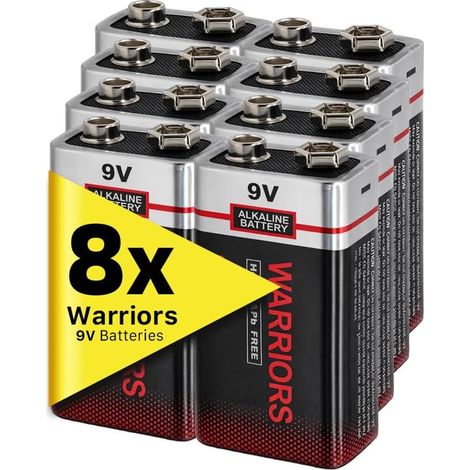 8X Pile 9V Alcaline 6LR61, Longue Durée (1/5)