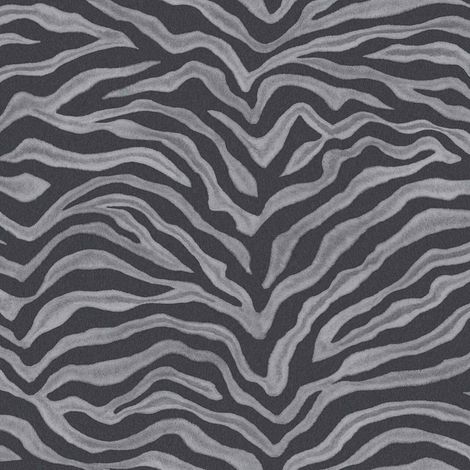 Galerie Natural FX Zebra Wallpaper Silver Black Animal Print Safari Paste The Wall (1/4)