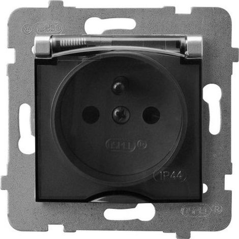 Presa Aria resistente agli schizzi con coperchio trasparente argento IP44 GPH-1UZ/m/18/d