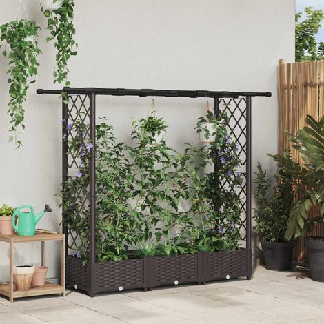 Teenpull – Hochbeet mit Rankgitter und Dach Braun 164 x 40 x 121 cm PP (1/5)