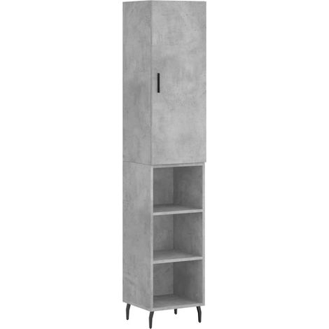 Buffet bahut commode armoire meuble de rangement organisateur cuisine salle de séjour salon haut 34,5 x 34 x 180 cm bois d'ingénierie gris