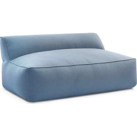 BOBOCHIC - Chauffeuse 2 places sans accoudoir pour canapé de jardin modulable RIVIERA tissu chiné Bleu foncé (1/5)