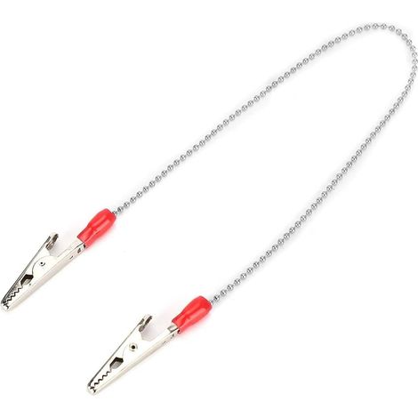 Lot de 5 pinces à bavoir, clips métalliques à chaîne boule pour bavoirs, tabliers, adultes, enfants et patients dentaires (argent). (1/5)