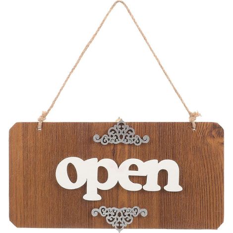Panneau « Ouvert/Fermé » pour commerce, panneau de porte double face, décoration murale en bois (1/5)