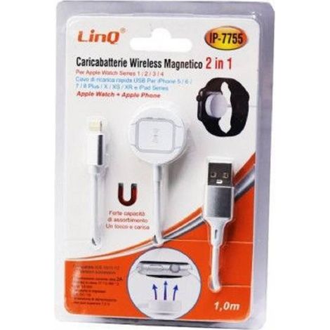 Wireless Magnetic Caricatters 2in1 For Watch 1 2 3 4 Iphone 1mt Ip-7755 (1/2)
