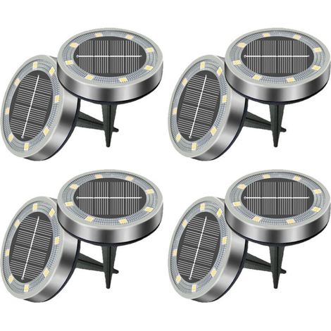 Set de 8/12/18 Bornes Solaires de Jardin - 8 LEDs Blanc Froid Étanches - Décoration pour Pelouse, Allée, Allée