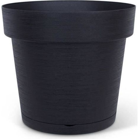 Vaso con riserva d'acqua - GARDEN ID Glamour - Antracite 40 cm - Superficie granulosa - Interno/esterno - Design essenziale.