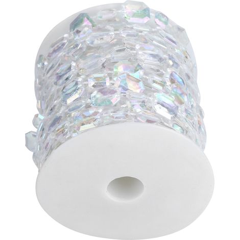 Guirlande de perles synthétiques rectangulaires irisées de 10 m, idéale pour décorer mariages et fêtes. (1/5)