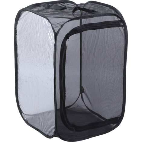Jaula plegable para insectos, negra y ventilada, que deja pasar la luz. (1/5)