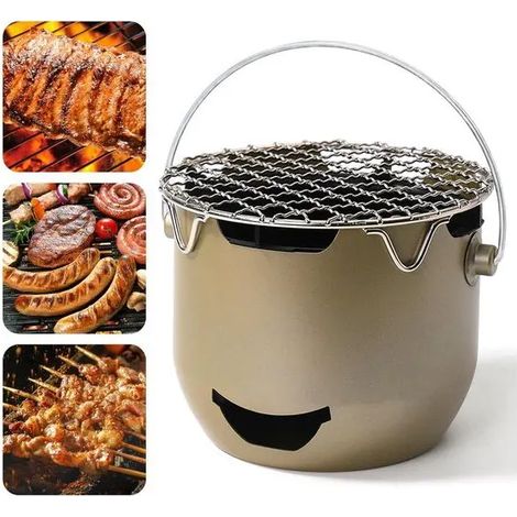 Mini barbecue portable au charbon de bois en acier inoxydable-Idéal pour le camping,les barbecues dans le jardin,en camping (1/5)