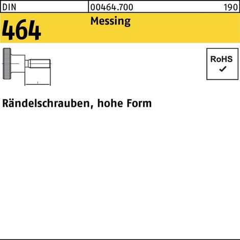 DIN 464 Rändelschraube hohe Form VG M5x10 Messing blank 50 Stk (1/2)