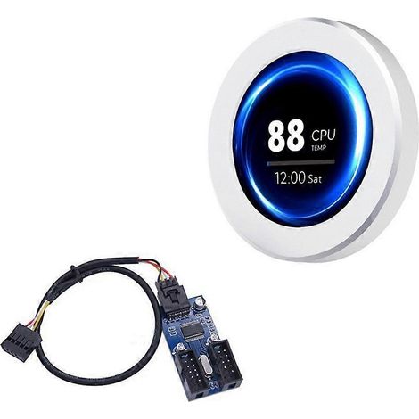 Zweites 2,8-Zoll-IPS-Display mit Wasserkühlung, Auflösung 480 x 480, mit 9-poligem Kabel zur Überwachung von CPU, Grafikkarte, RAM und Festplatte von Computer B.