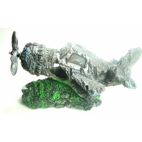 TrAdE Shop Traesio - Decorazione Per Acquario Rottame Aereo Con Elica Resina Pesci Acqua Ornamento - (1/5)