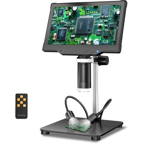 Microscope numérique IPS LCD 10,1 pouces 1080p 1000x 16 MP avec éclairage, vision sur PC, microscope à souder (1/5)