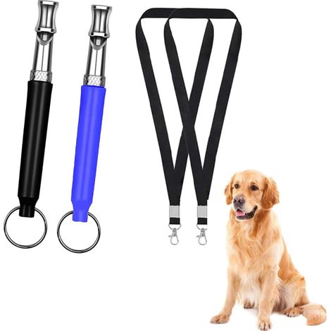 Lot de 2 sifflets pour chien à haute fréquence silencieux, réglables à ultrasons pour rappel et dressage des chiens, aide à l'éducation pour chiots et chiens (1/5)