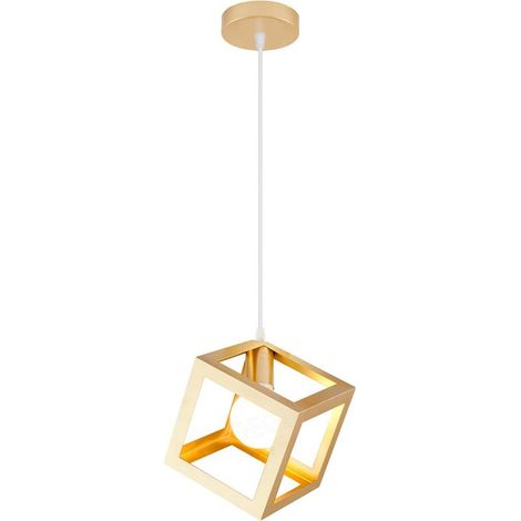 Suspension Lustre En Forme De Cube Suspension Luminaire Moderne Plafonnier Rétro Vintage Or (1/5)