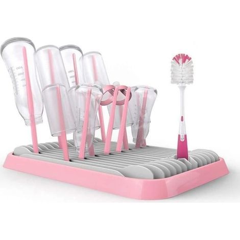 Flaschentrockner, faltbarer Mehrzweck-Flaschentrockner - für 12 Flaschen und Babyzubehör (Rosa) (1/4)