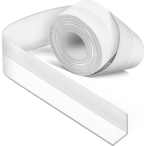 Joint d'étanchéité en silicone blanc pour salle de bain, résistant à la moisissure et à l'eau, ruban adhésif souple adapté à la cuisine, aux toilettes et aux coins (38 cm x 3,2 m) (1/4)