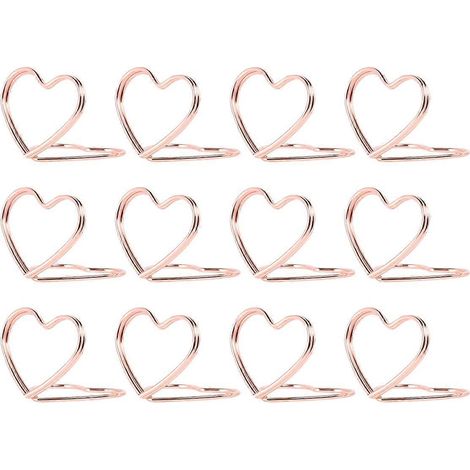 Lot de 20 porte-mémos en métal, double couche, en forme de cœur, pour table de mariage et banquet (or rose)-3.5x2.8cm-Golden (1/3)