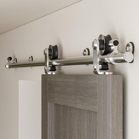 1.8M (6FT) Acier Inoxydable Rail Porte Coulissante, Quincailleri Kit de Rail Pour Porte en Bois Simple (1/5)