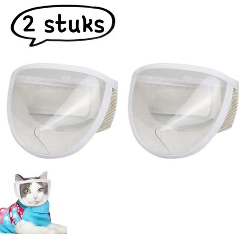 Masque pour les yeux transparent en 2 pièces pour animaux de compagnie - Masque pour chat pour le nettoyage et le toilettage - Anti-léchage, anti-morsure, anti-bouche - Masque respirant pour chat - Ta (1/5)