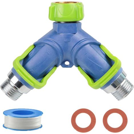 Raccord en Y pour tuyau d'arrosage à 2 voies avec clapets anti-retour, diamètre 3/4 pouce, lot de 1 (1/5)