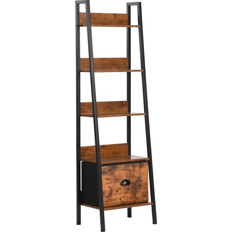 Étagère de Rangement Industrielle à 5 Niveaux avec tiroir pour Salon, Chambre, Bureau, Cuisine, Jardin, 42,5 x 29 x 141 cm, Marron (1/5)