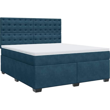 Maison Exclusive - Giroletto a Molle con Materasso Blu 180x200 cm in Velluto