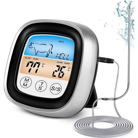Thermomètre de cuisine, thermomètre à viande à sonde extra longue, lecture instantanée, pour barbecue.