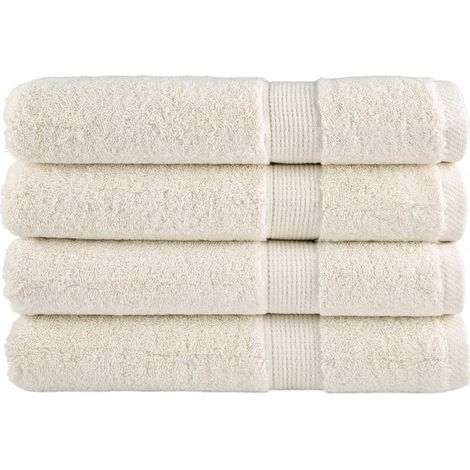 Serviettes de sauna haut de gamme SOLUND, lot de 4. Blanc crème, 80 x 200 cm, 600 g/m².