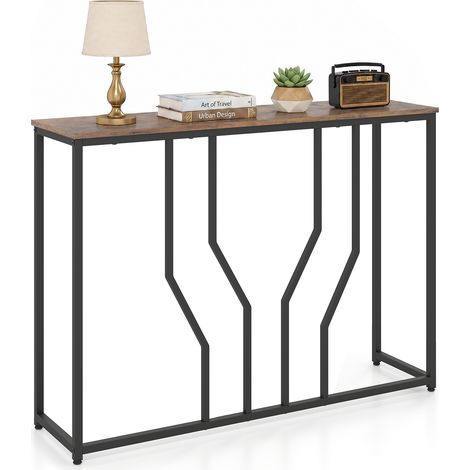 Table Console Étroite avec Cadre en Métal 110x30x80cm Meuble d'Entrée avec Capacité 100kg, Kit Anti-Basculement, Patins Réglables et Assemblage Facile (1/5)