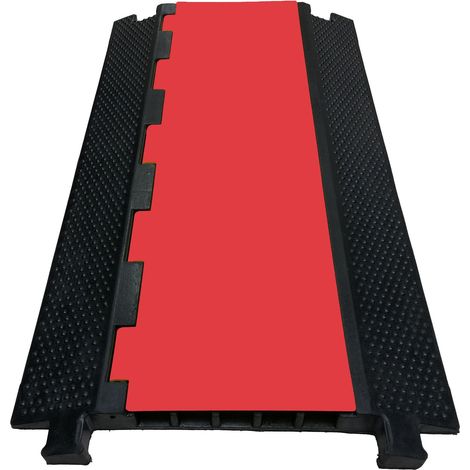 Protège câble RS PRO, long.: 1m, larg.: 500 mm, Caoutchouc Noir, Rouge ( Prix pour 1 )