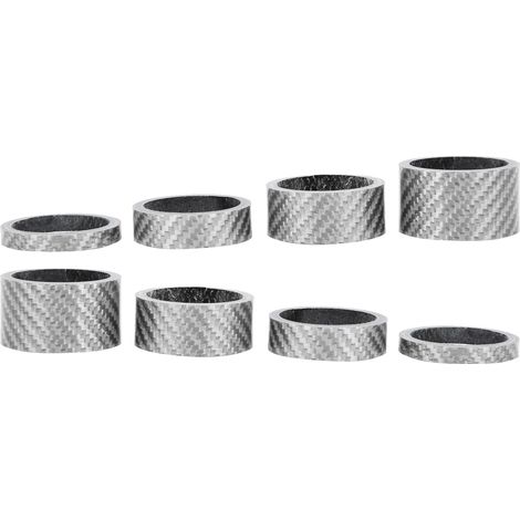 2 Pièces Entretoises de Fourche Vélo Carbone 5/10/15/20mm, Rondelles de Réglage Argent pour Guidon (1/5)