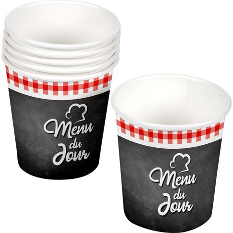 Set de 10 gobelets en carton Menu du jour