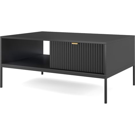 Couchtisch in schwarz, Fußgestell schwarz, NEWCASTLE-160 (1/5)