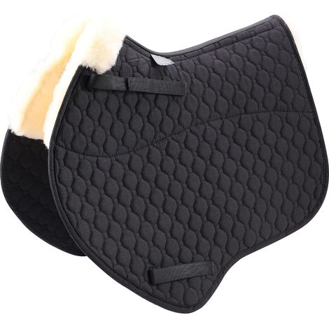 Tapis de selle GP en laine d'agneau - Tapis de selle carré - Tapis de selle pour saut d'équitation - Usage général (VSS, noir)