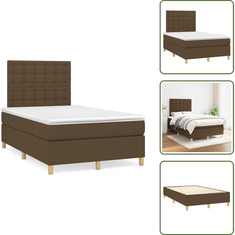 The Living Store Boxspringbett mit Matratze Dunkelbraun 120x190 cm Stoff - Boxspringbett - Doppelbett - Bettenrahmen - Matratze - Nachttisch (1/5)